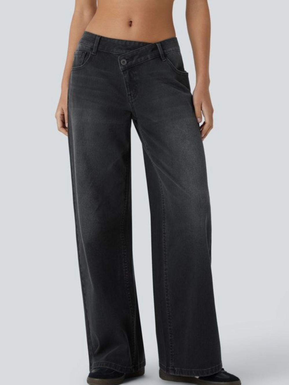 HALARA Black Wide Leg Crop Jeans FA26